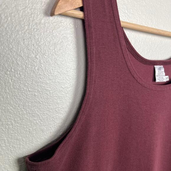 Peruvian Connection Women's XL Pima Cotton Stretch Shell Tank Top Dark Mauve - Picture 4 of 6